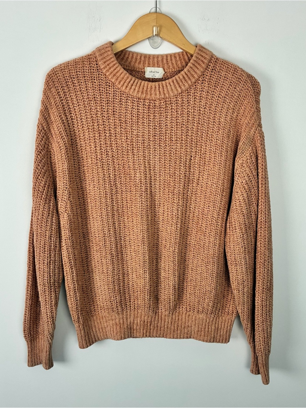 Wilfred Free Aritzia Pumpkin Orange Chunky Crewneck Sweater Autumn Outdoors M